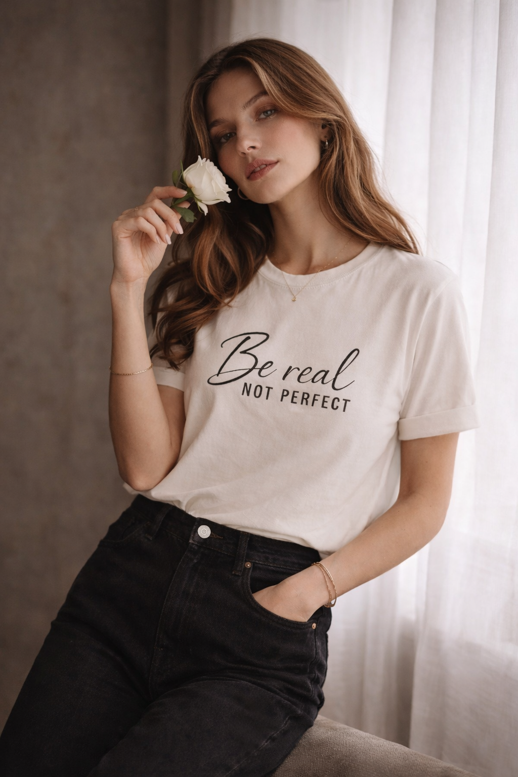 BE REAL NOT PERFECT — Women’s Cotton T-Shirt