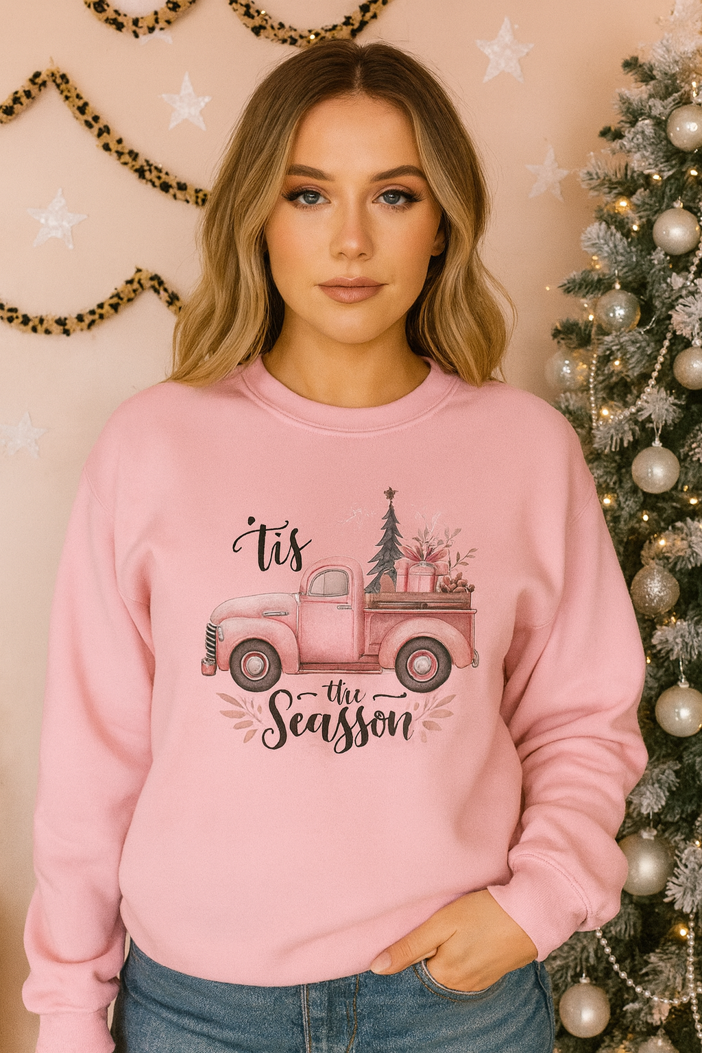 Tis the Season Vintage Truck Crewneck – Unisex Holiday Edition