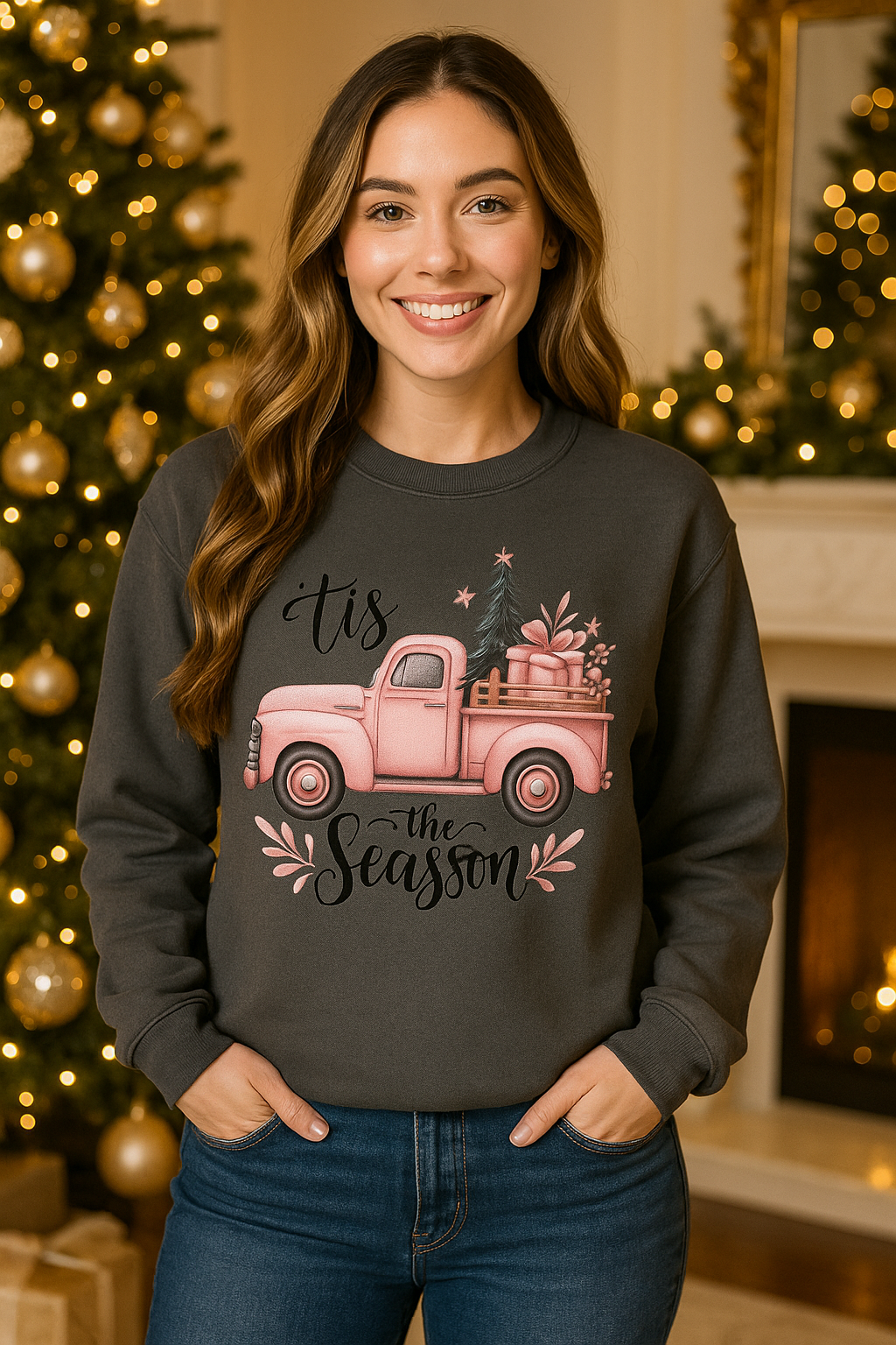 Tis the Season Vintage Truck Crewneck – Unisex Holiday Edition